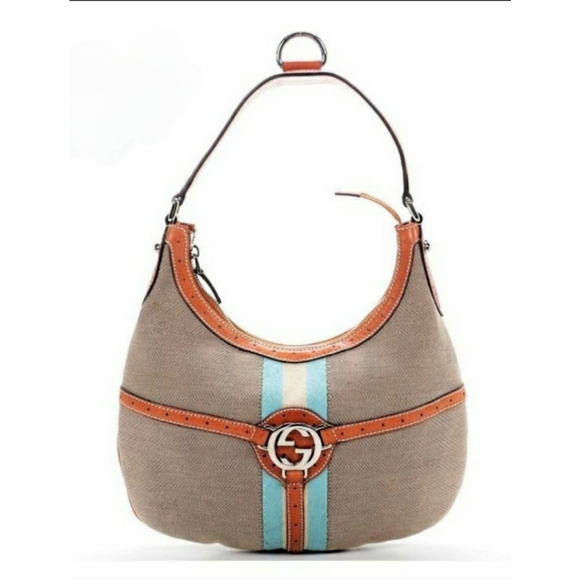 Gucci Handbags - GUCCI Reins Canvas & Leather Hobo Bag